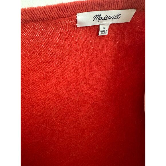 Madewell Kent Wool Orange/Red Long Cardigan Size Small - Picture 6 of 8